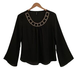 HeartSoul Semi-Sheer Long Sleeve Top M